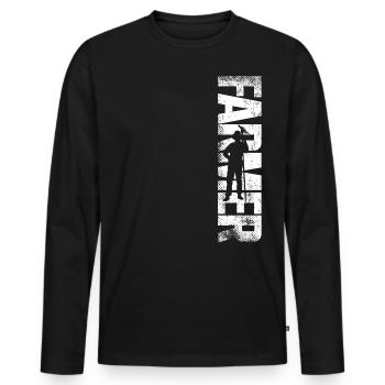 Farming Farmer Vintage Farmer - Männer Premium Bio Langarmshirt - Schwarz - Vorne - Nico (187cm)