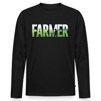 Farming Farmer Farmer - Männer Premium Bio Langarmshirt - Schwarz - Vorne - Nico (187cm)