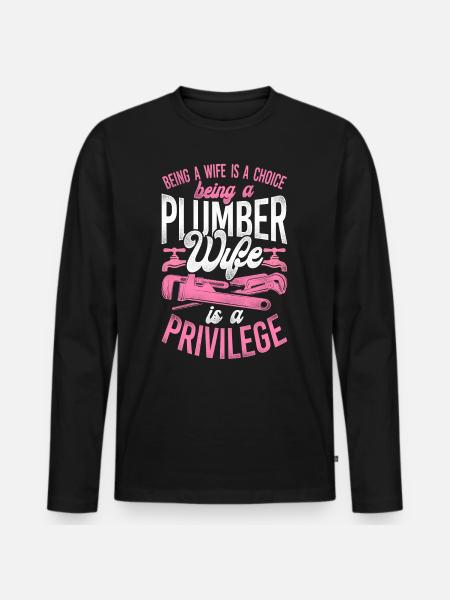 Plumbing Plumber Wife Husband - Men's Premium Organic Long Sleeve Shirt - black