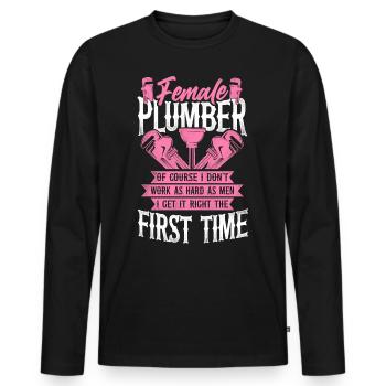 Plumbing Plumber Female Female - Men's Premium Organic Long Sleeve Shirt - black - Front - Nico (187cm)
