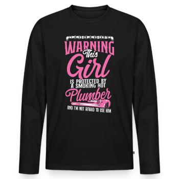 Plomberie plombier Petite amie Femme - T-shirt manches longues Premium bio Homme - noir - Devant - Nico (187cm)