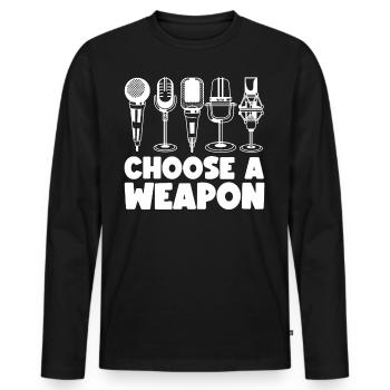 Karaoke Singer Microphone Vocalist - Men's Premium Organic Long Sleeve Shirt - black - Front - Nico (187cm)