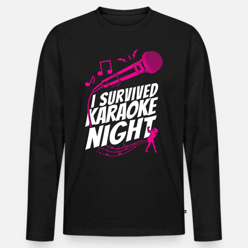 Karaoke Singer I Survived Karaoke - Männer Premium Bio Langarmshirt - Schwarz