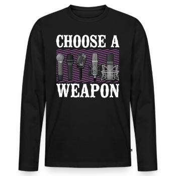 Karaoke Singer Microphone Vocalist - Men's Premium Organic Long Sleeve Shirt - black - Front - Nico (187cm)