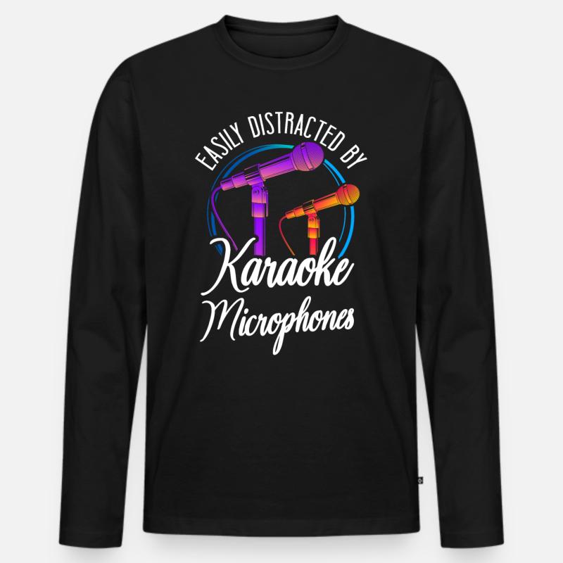 Karaoke Singer Easily Distracted - Männer Premium Bio Langarmshirt - Schwarz