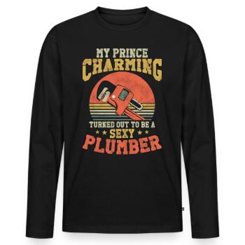 Plumbing Plumber Vintage Retro My - Men's Premium Organic Long Sleeve Shirt - black - Front - Nico (187cm)
