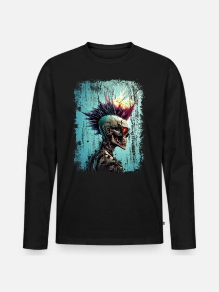 Punk Zombie Skull - Men's Premium Organic Long Sleeve Shirt - black