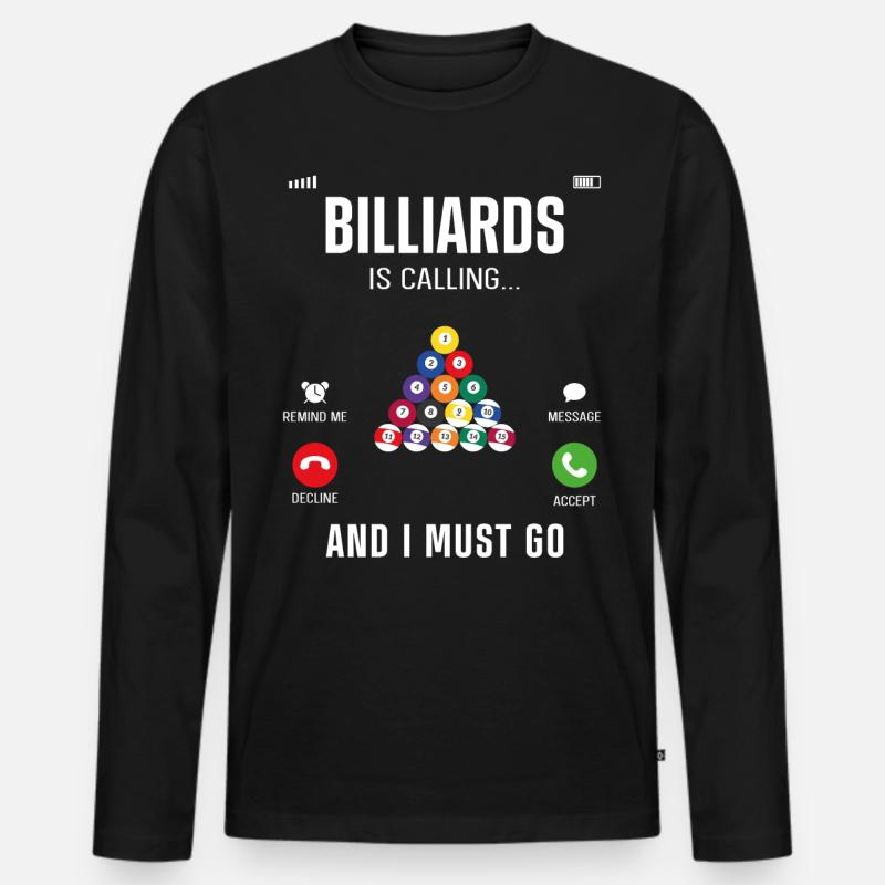 Billiards Pool Player Ball - Männer Premium Bio Langarmshirt - Schwarz