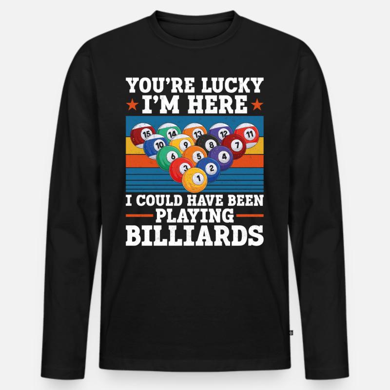 Billiards Pool Player Ball Retro - Männer Premium Bio Langarmshirt - Schwarz