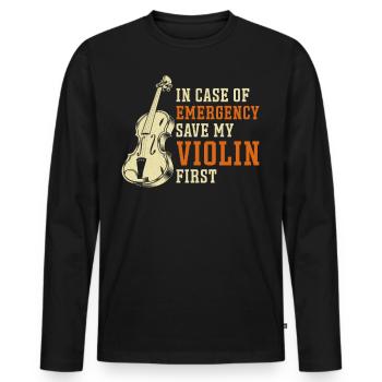Violoniste en cas de - T-shirt manches longues Premium bio Homme - noir - Devant - Nico (187cm)