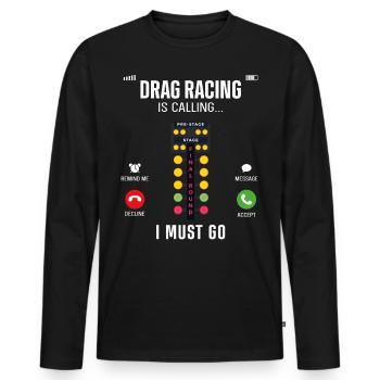 Affichage du téléphone de voiture de course de dragster - T-shirt manches longues Premium bio Homme - noir - Devant - Nico (187cm)