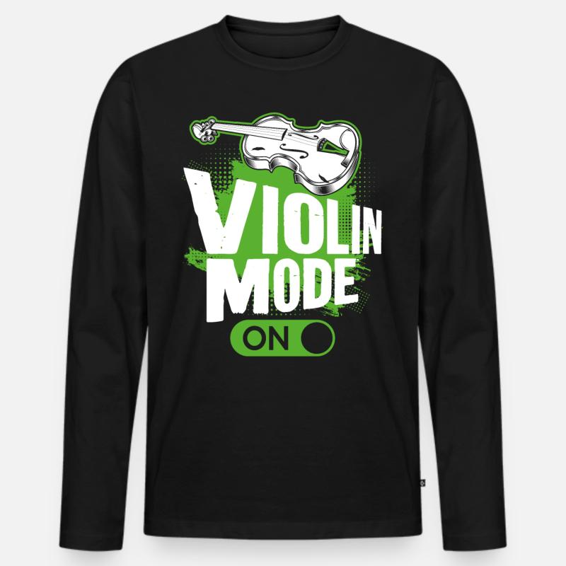 Violin Violinist Violin Mode On - Männer Premium Bio Langarmshirt - Schwarz