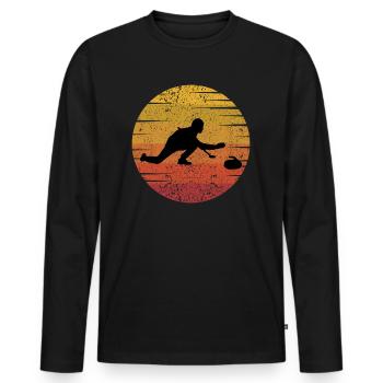 Curling Kehren Winter Eissport Retro Vintage - Männer Premium Bio Langarmshirt - Schwarz - Vorne - Nico (187cm)