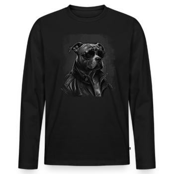 Stafford Love - T-shirt manches longues Premium bio Homme - noir - Devant - Nico (187cm)