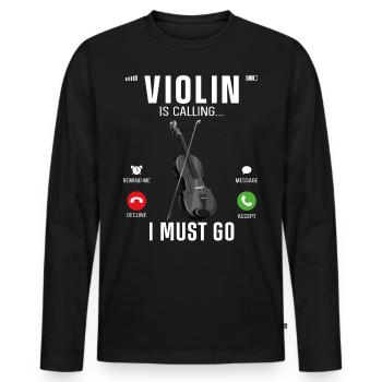 Violin Violinist Phone Display - Men's Premium Organic Long Sleeve Shirt - black - Front - Nico (187cm)