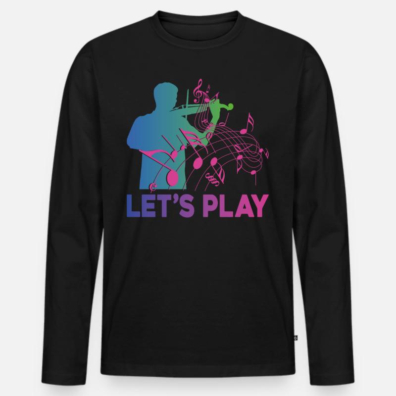Violin Violinist Retro 80s 90s - Männer Premium Bio Langarmshirt - Schwarz
