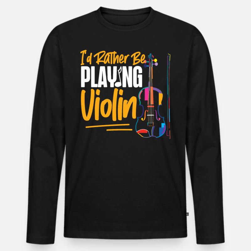 Violin Violinist I'd Rather Be - Männer Premium Bio Langarmshirt - Schwarz