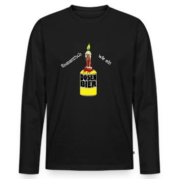 Romantisch wie ein Dosenbier - Männer Premium Bio Langarmshirt - Schwarz - Vorne - Nico (187cm)