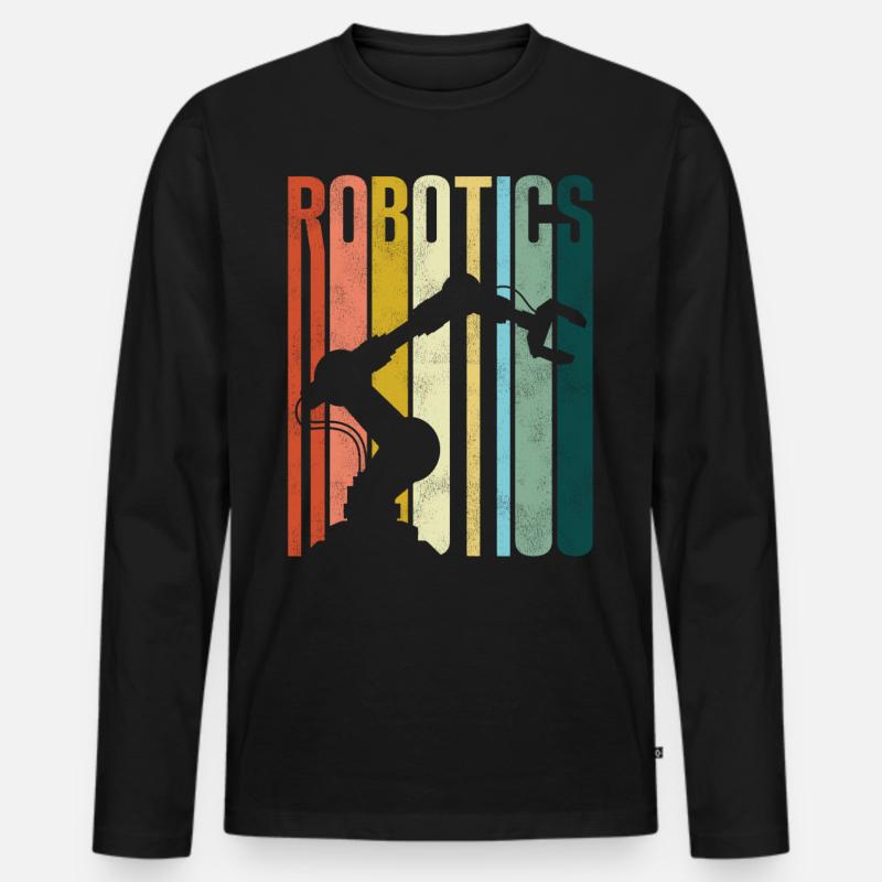 Robot Robotics Engineer Retro - Männer Premium Bio Langarmshirt - Schwarz