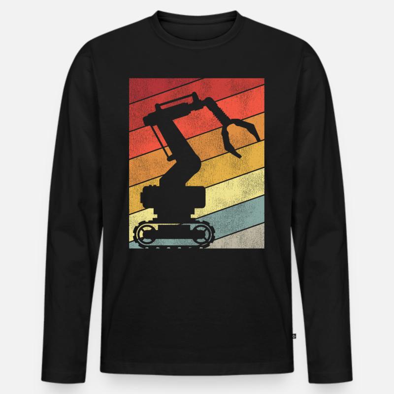 Robot Robotics Engineer Retro - Männer Premium Bio Langarmshirt - Schwarz