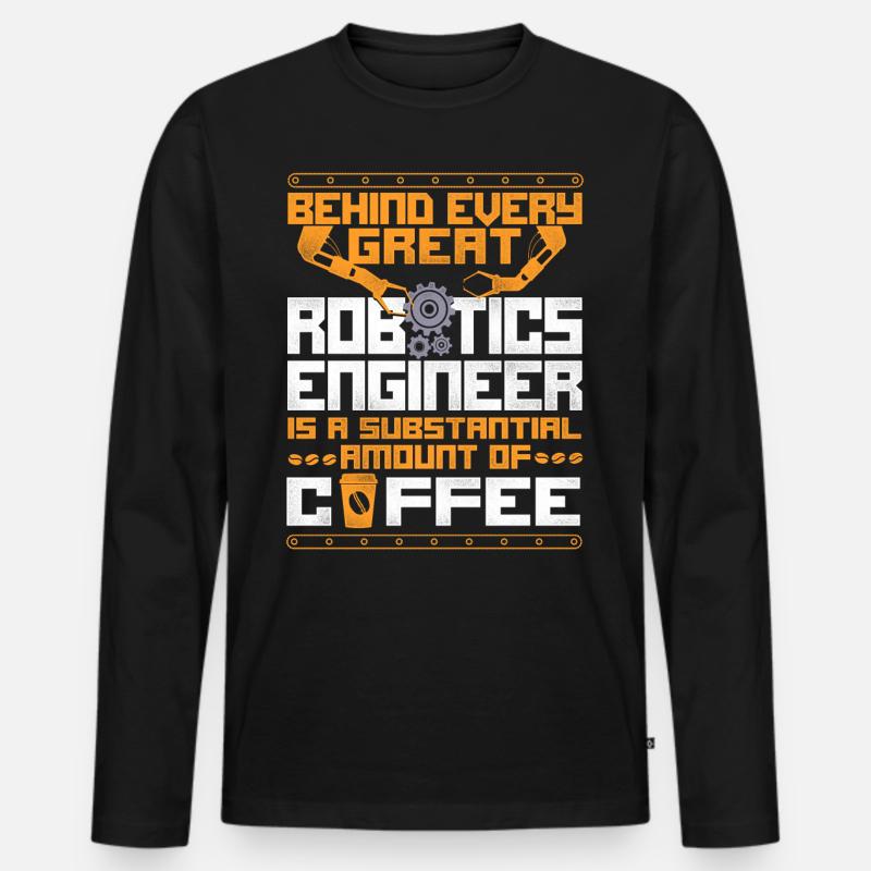 Robot Robotics Engineer Coffee - Männer Premium Bio Langarmshirt - Schwarz