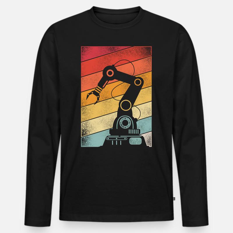 Robot Robotics Engineer Retro - Männer Premium Bio Langarmshirt - Schwarz