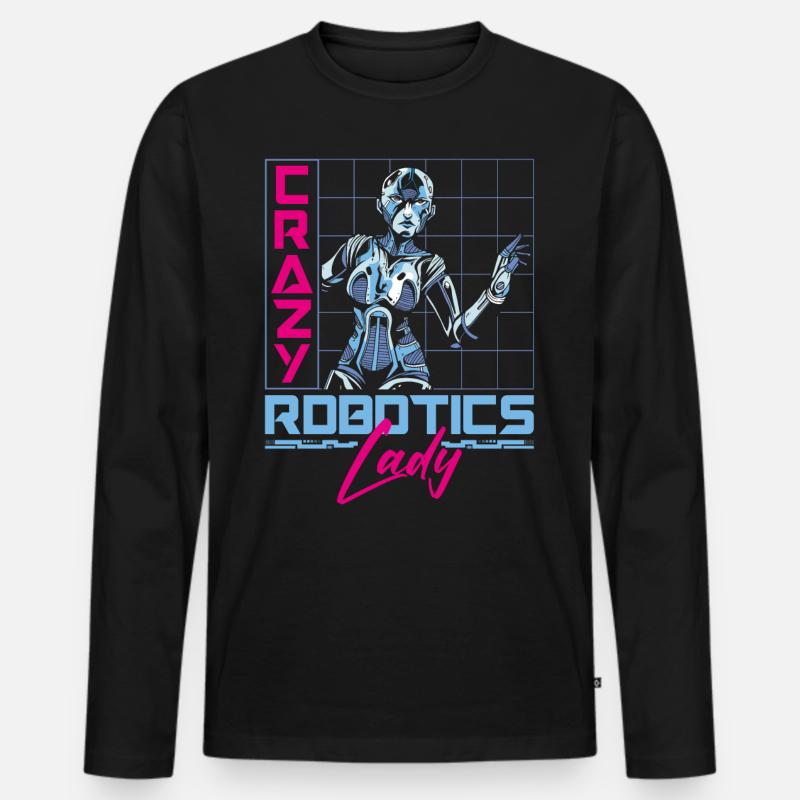 Robot Robotics Engineer Female - Männer Premium Bio Langarmshirt - Schwarz