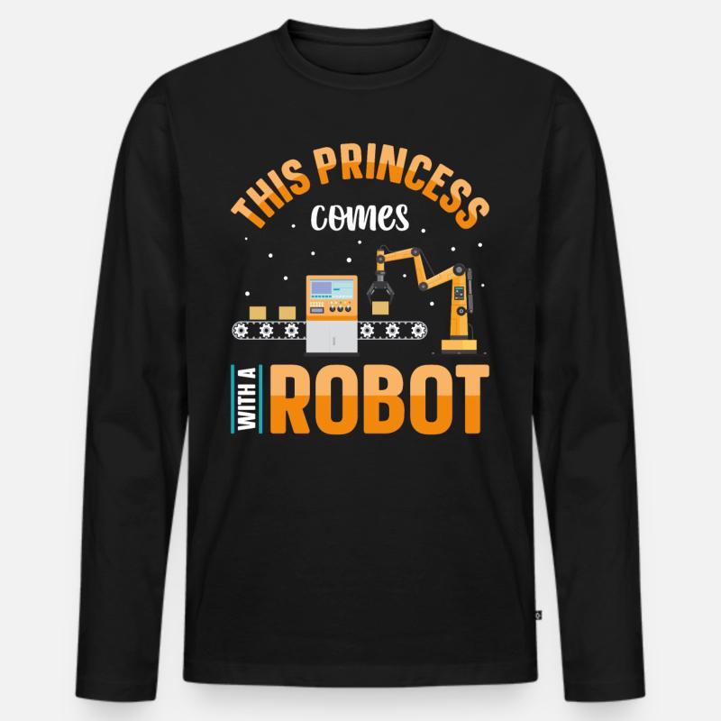 Robot Robotics Engineer Female - Männer Premium Bio Langarmshirt - Schwarz