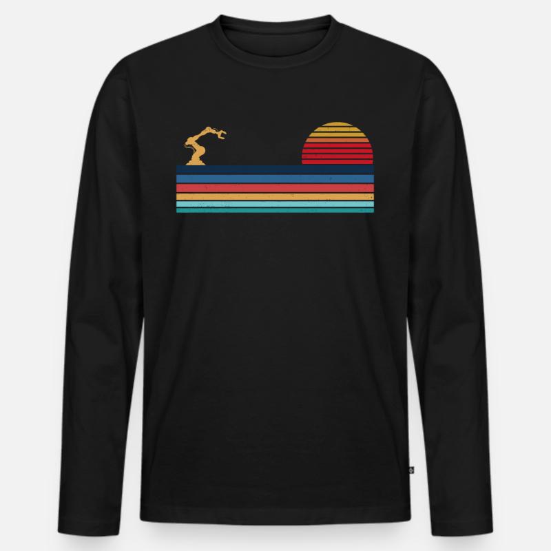 Robot Robotics Engineer Retro - Männer Premium Bio Langarmshirt - Schwarz