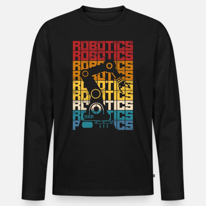 Robot Robotics Engineer Retro - Männer Premium Bio Langarmshirt - Schwarz