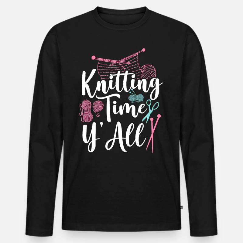 Knitting Knitter Knitting Time - Männer Premium Bio Langarmshirt - Schwarz