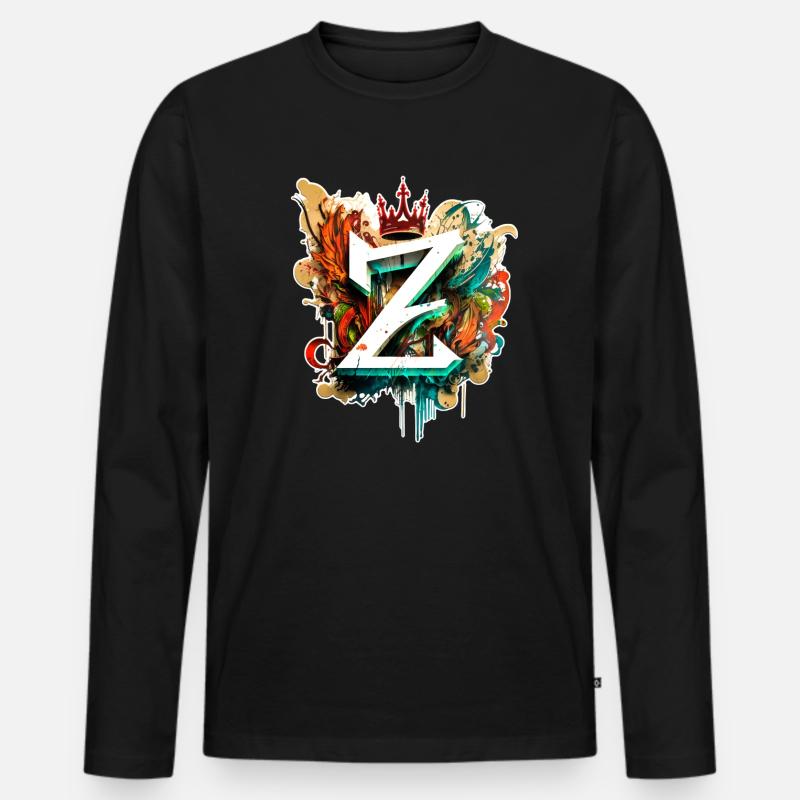 Graffiti Buchstabe Z mit👑 - Männer Premium Bio Langarmshirt - Schwarz