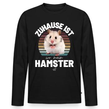 HAMSTER Zuhause ist, wo mein HAMSTER ist - Männer Premium Bio Langarmshirt - Schwarz - Vorne - Nico (187cm)