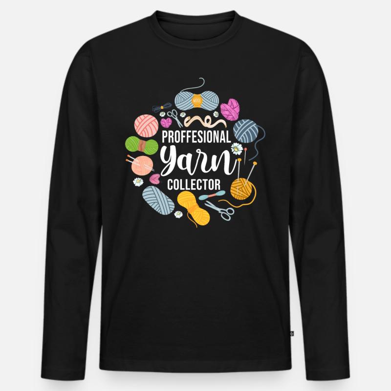 Knitting Knitter Professional Yarn - Männer Premium Bio Langarmshirt - Schwarz