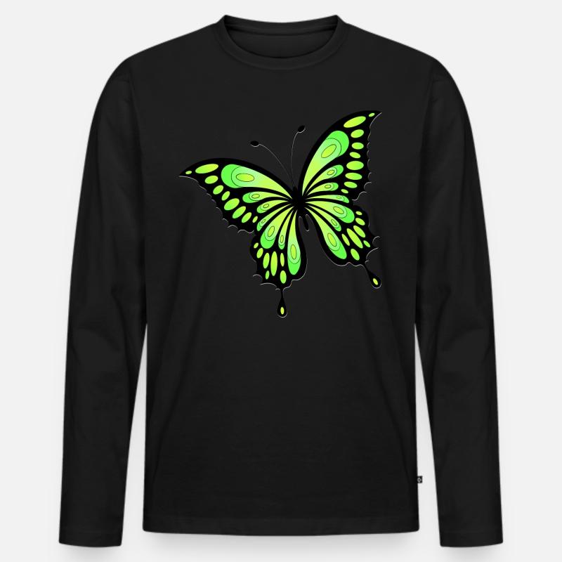 Schmetterling - Männer Premium Bio Langarmshirt - Schwarz