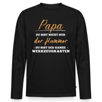 Bester Papa. Vatertag. Hammer. Werkzeugkasten - Männer Premium Bio Langarmshirt - Schwarz - Vorne - Nico (187cm)