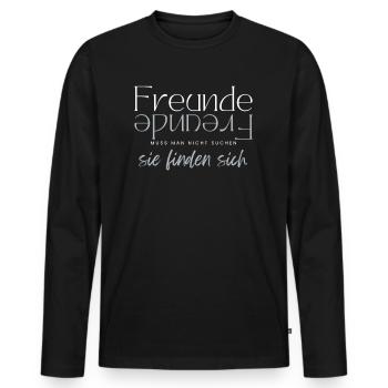 Beste Freunde FREUND Kumpel Kumpels - Männer Premium Bio Langarmshirt - Schwarz - Vorne - Nico (187cm)