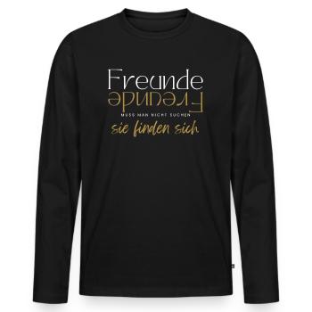 Beste Freunde FREUND Kumpel Kumpels - Männer Premium Bio Langarmshirt - Schwarz - Vorne - Nico (187cm)