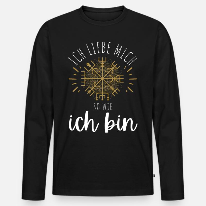 Wegweiser MOTIVATION - VEGVISIR - Männer Premium Bio Langarmshirt - Schwarz