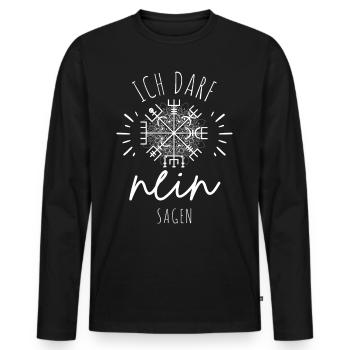 Wegweiser MOTIVATION - Vegvisir - Männer Premium Bio Langarmshirt - Schwarz - Vorne - Nico (187cm)
