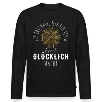 Wegweiser Motivation - VEGVISIR - Männer Premium Bio Langarmshirt - Schwarz - Vorne - Nico (187cm)