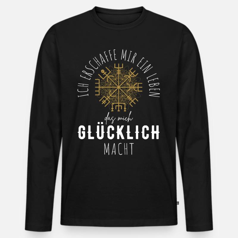Wegweiser Motivation - VEGVISIR - Männer Premium Bio Langarmshirt - Schwarz