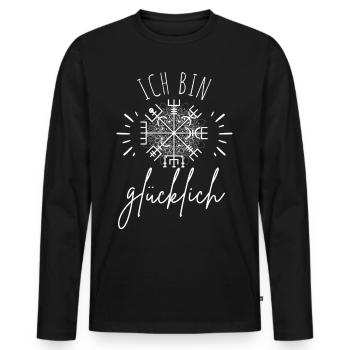 Wegweiser Motivation - VEGVISIR - Männer Premium Bio Langarmshirt - Schwarz - Vorne - Nico (187cm)