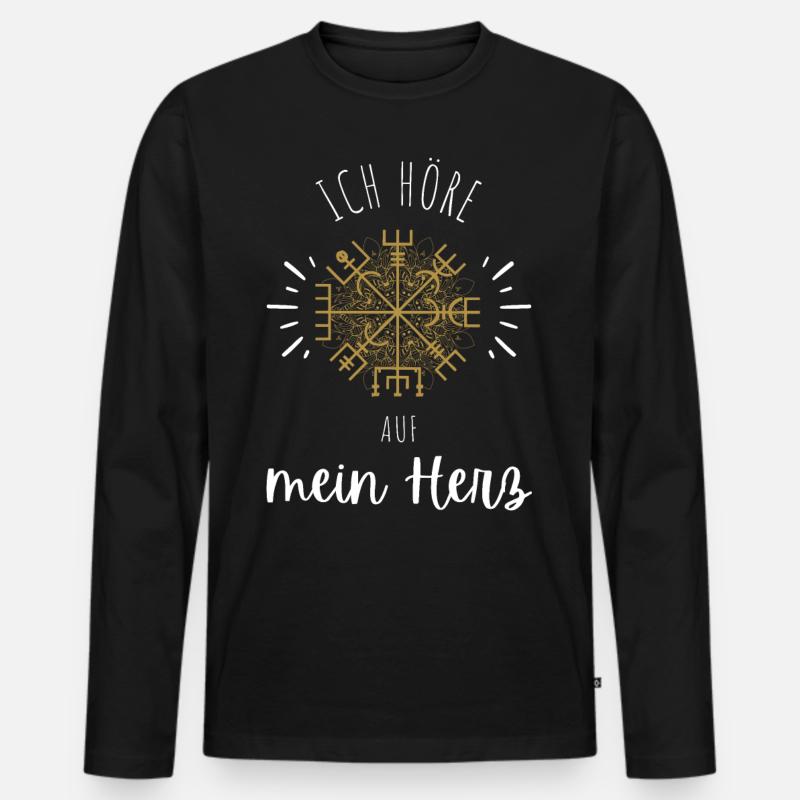 Wegweiser MOTIVATION - VEGVISIR - Männer Premium Bio Langarmshirt - Schwarz