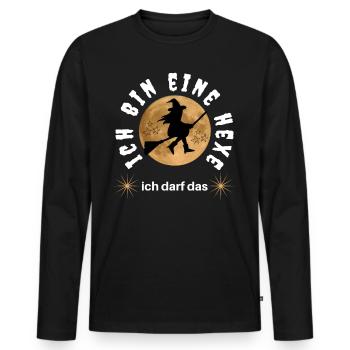 Ich bin eine HEXE ich darf das - HEXEN hexen - Männer Premium Bio Langarmshirt - Schwarz - Vorne - Nico (187cm)