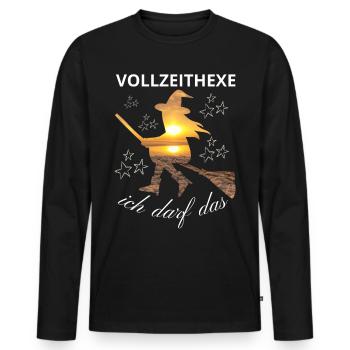 VOLLZEITHEXE ich darf das HEXE HEXEN hexen - Männer Premium Bio Langarmshirt - Schwarz - Vorne - Nico (187cm)