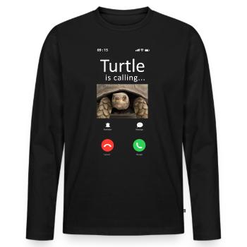 Affichage du téléphone tortue de mer - T-shirt manches longues Premium bio Homme - noir - Devant - Nico (187cm)