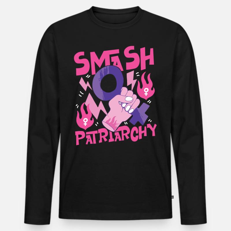 Feminist Smash Patriarchy - Männer Premium Bio Langarmshirt - Schwarz