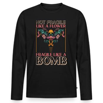 Feminist Not Fragile Like A Flower - Men's Premium Organic Long Sleeve Shirt - black - Front - Nico (187cm)