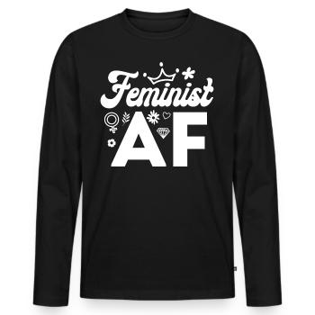 Féministe Féministe Af - T-shirt manches longues Premium bio Homme - noir - Devant - Nico (187cm)